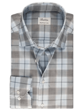 STENSTROMS SHIRTS - LS SPORT BLUE BROWN CHECK / 15.5 STENSTROMS SP24 SPORT SHIRT