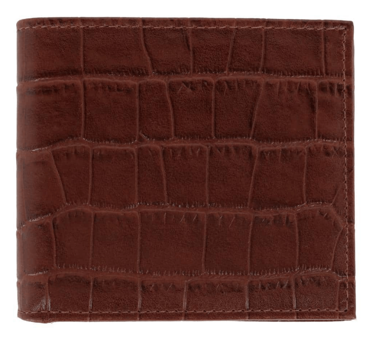 TRAFALGAR Accessories - WALLETS BROWN Esteban Croco Embossed Leather 8 Slot Bi Fold Wallet