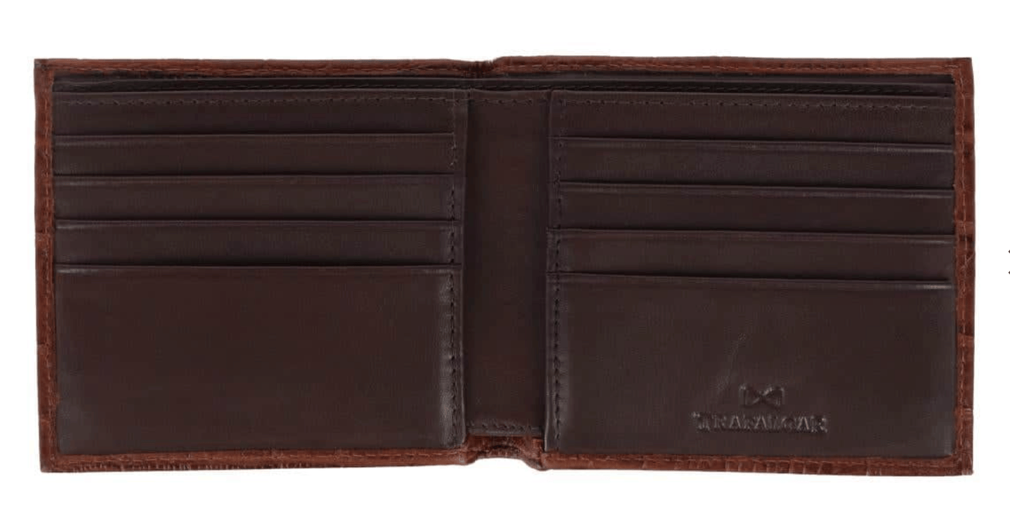 TRAFALGAR Accessories - WALLETS Esteban Croco Embossed Leather 8 Slot Bi Fold Wallet