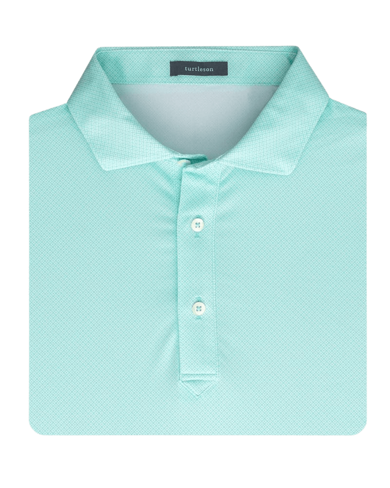 TURTLESON POLOS XL / Mint CLARENCE MINI DIAMOND JACQUARD PERFORMANCE POLO