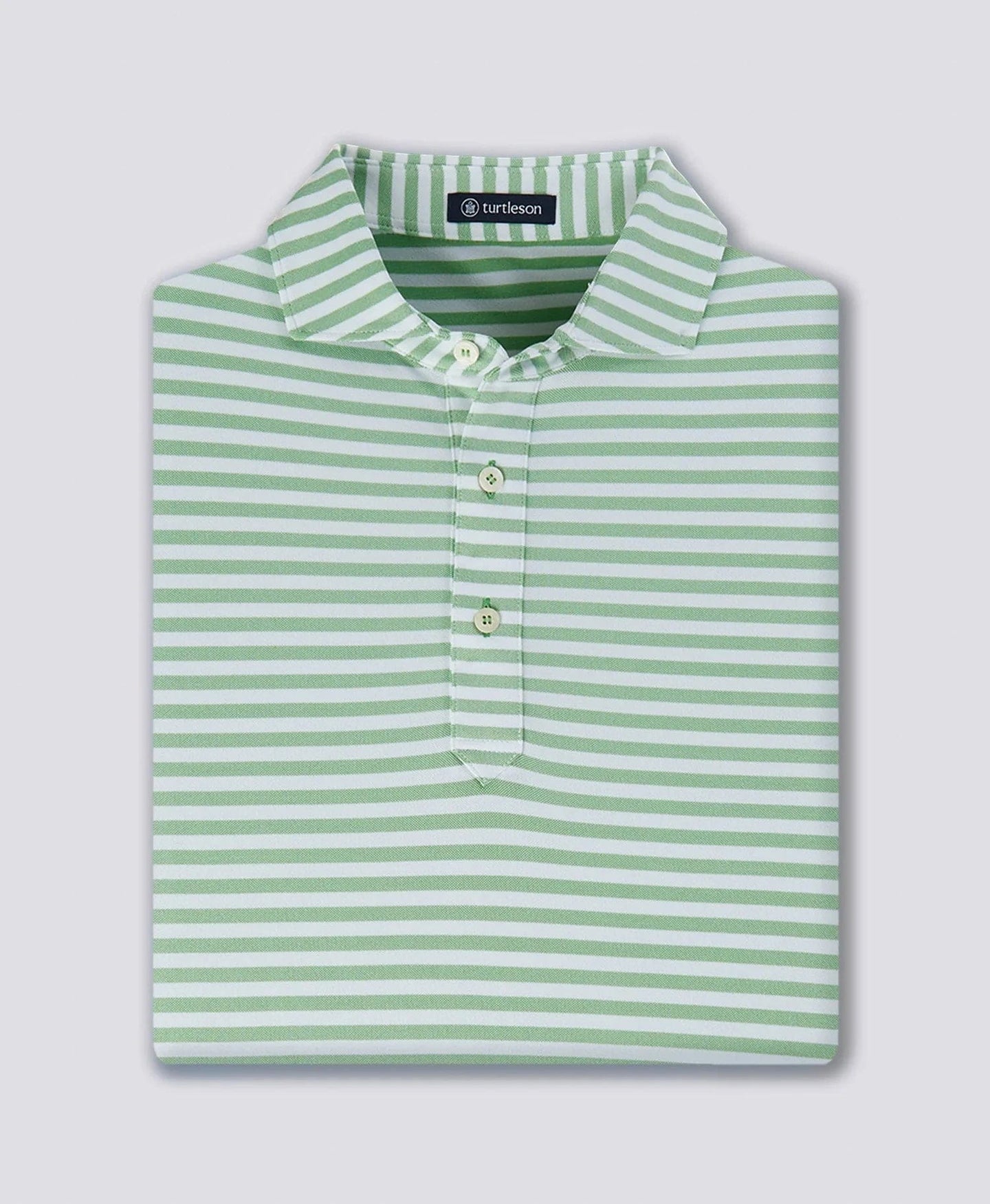 TURTLESON SHIRTS - POLO GREEN / M SAMPSON STRIPE PERFORMANCE POLO