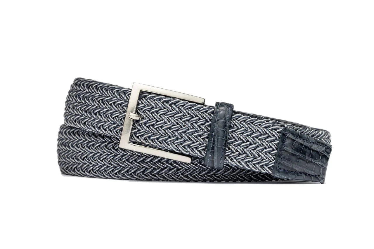 W. KLEINBERG Accessories - BELTS BLUE STRIPE / 32 SOLID SPORT STRETCH