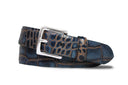 W. KLEINBERG Accessories - BELTS CHOCOLATE/BLUE / 32 EMBOSSED TWO TONE CROC