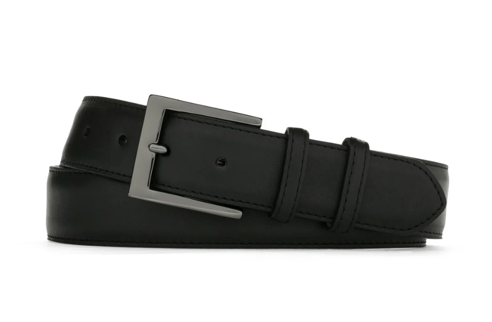 W. KLEINBERG BELTS BLACK 40 W. KLEINBERG PEBBLED CALF BELT W/ GUNTMETAL BELT