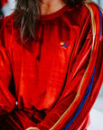 AVIATOR NATION WOMENS - OUTERWEAR - SWEATSHIRT RED / XS CLASSIC VELVET RELAXED CREW SWEATSHIRT