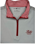 HORN LEGEND GAMEDAY - 14 ZIP GREY/CRIMSON / L TIDE HOOPS HOUNDSTOOTH COLLAR 1/4 ZIP