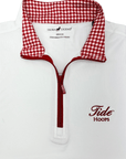 HORN LEGEND GAMEDAY - 14 ZIP WHITE/CRIMSON / L TIDE HOOPS HOUNDSTOOTH COLLAR 1/4 ZIP