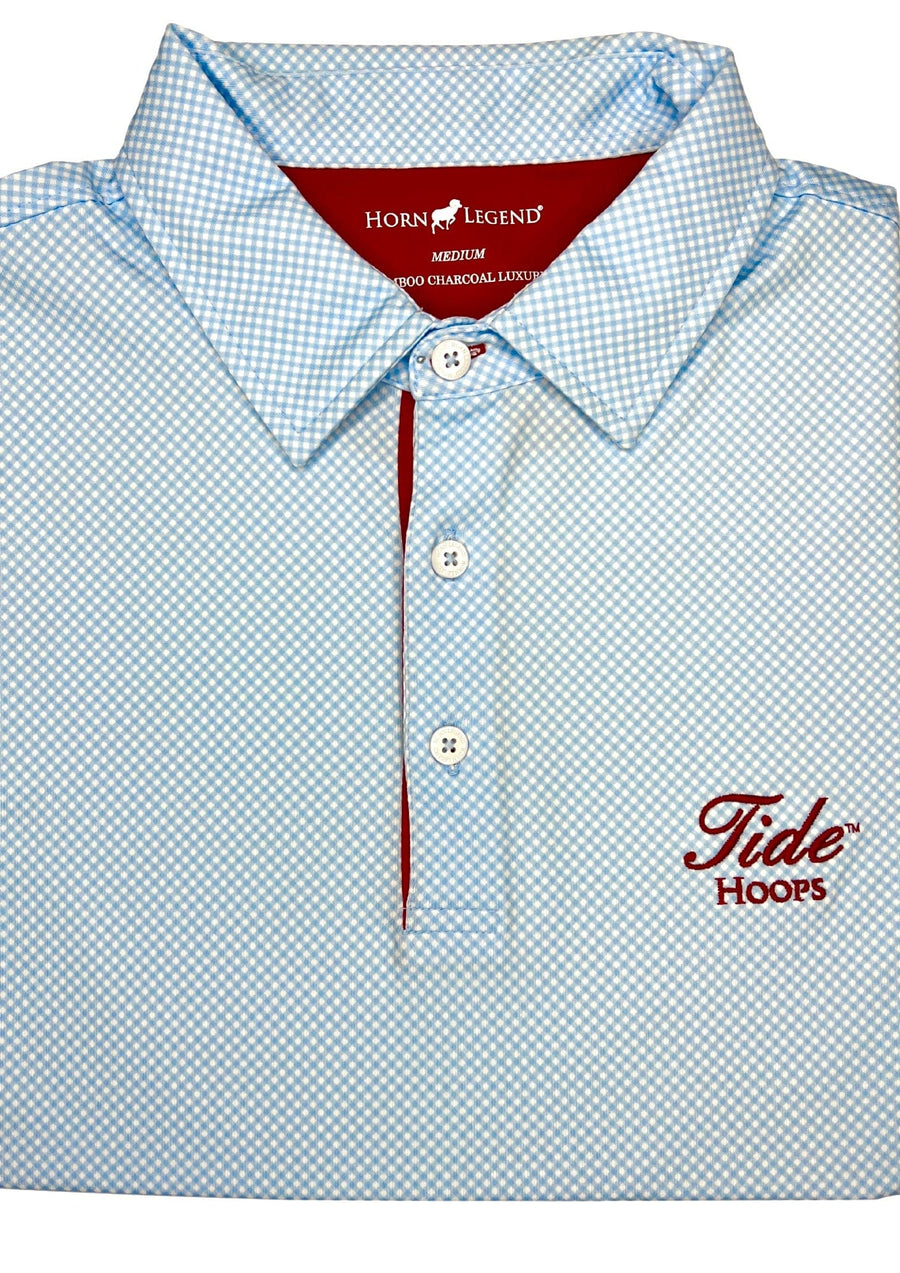 HORN LEGEND GAMEDAY - UNIVERSITY OF ALABAMA - TIDE HOOPS - POLOS TIDE HOOPS PLAID RED TRIM POLO