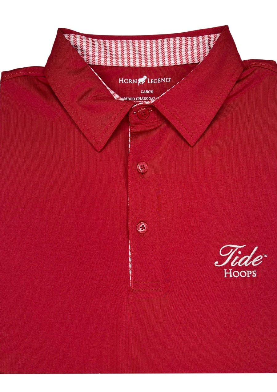 HORN LEGEND GAMEDAY - UNIVERSITY OF ALABAMA - TIDE HOOPS - POLOS TIDE HOOPS SOLID HOUNDSTOOTH COLLAR TRIM POLO