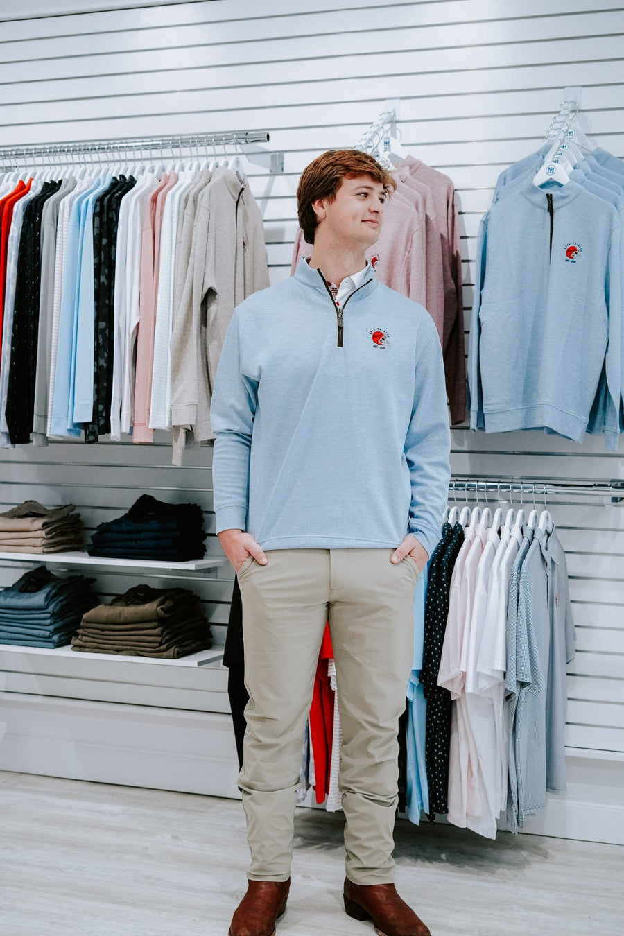 HORN LEGEND GAMEDAY - UNIVERSITY OF GEORGIA - 14 ZIPS DAWGS BACK-TO-BACK LUXURY SUEDE 1/4 ZIP