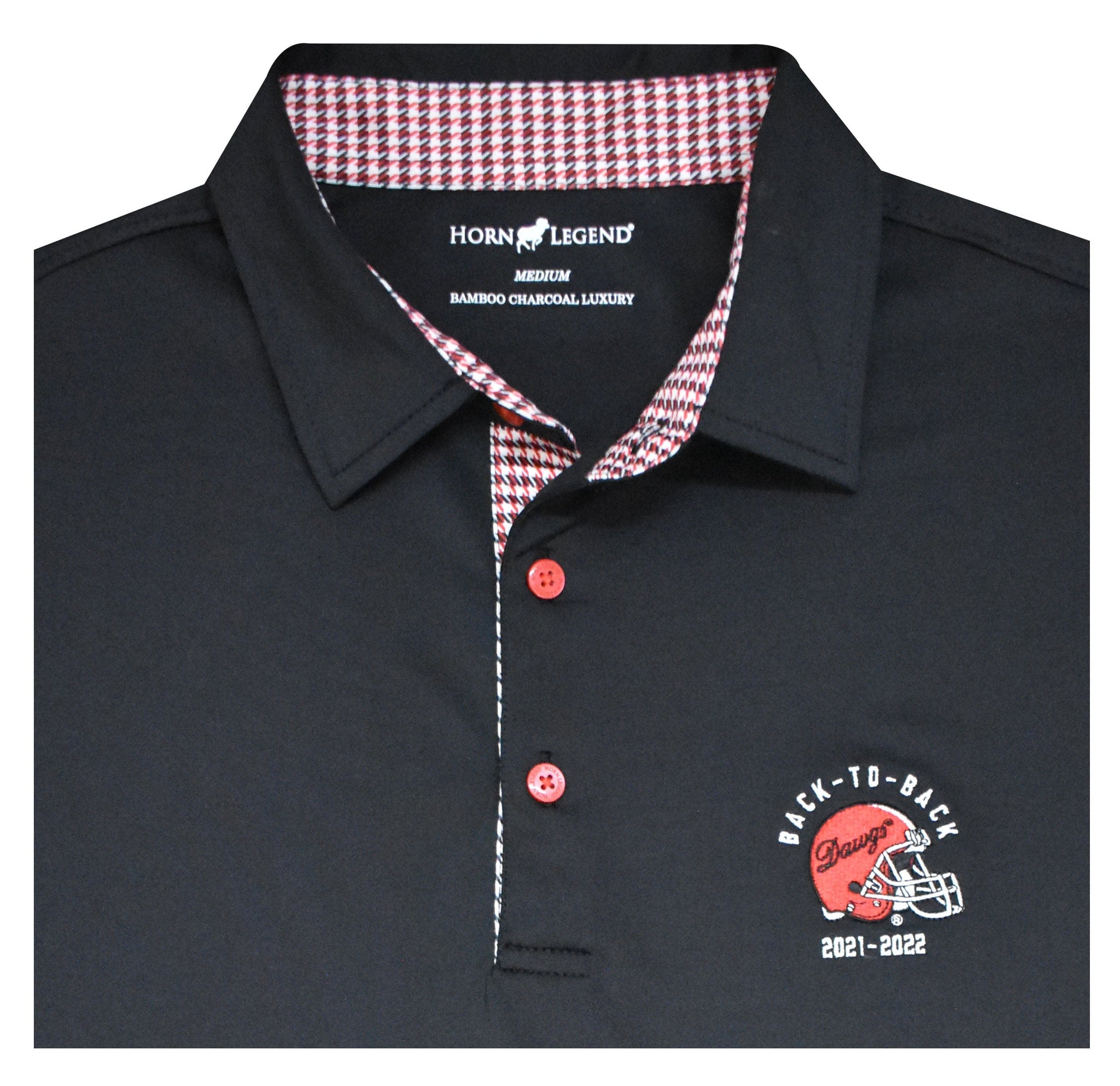 HORN LEGEND GAMEDAY - UNIVERSITY OF GEORGIA - BACK-TO-BACK - POLO BLACK / S DAWGS BACK-TO-BACK HOUNDSTOOTH TRIM POLO