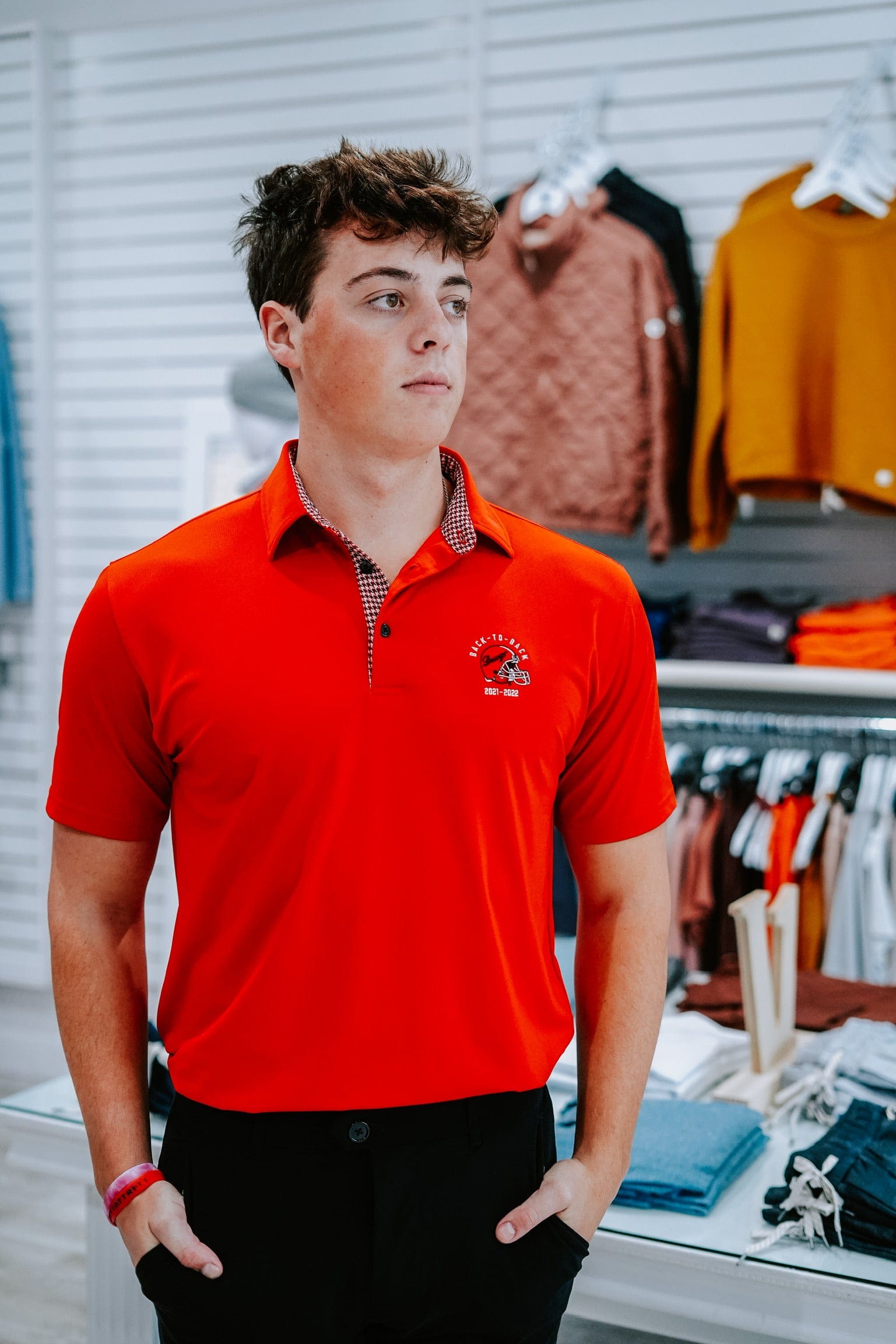 DAWGS BACK-TO-BACK HOUNDSTOOTH TRIM POLO – Christopher Mobley