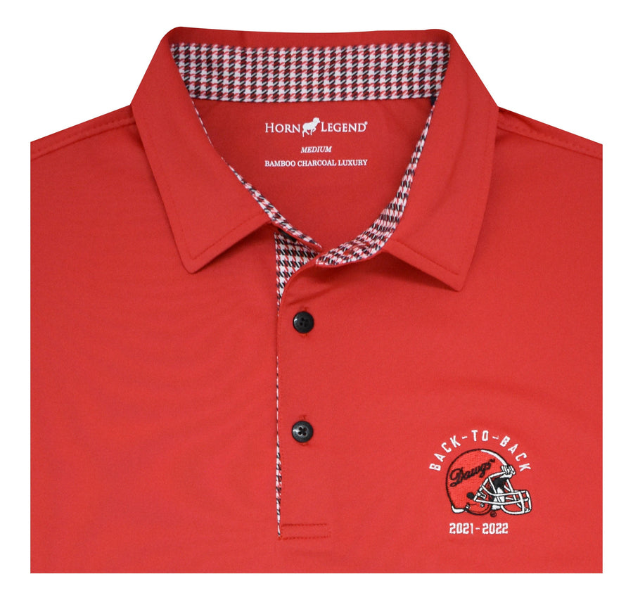 HORN LEGEND GAMEDAY - UNIVERSITY OF GEORGIA - BACK-TO-BACK - POLO RED / S DAWGS BACK-TO-BACK HOUNDSTOOTH TRIM POLO