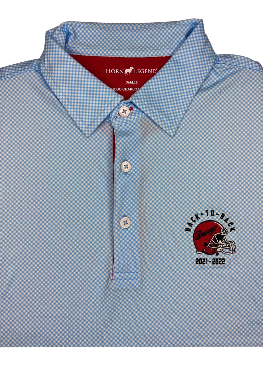 HORN LEGEND GAMEDAY - UNIVERSITY OF GEORGIA - BACK-TO-BACK - POLO SERENITY/WHITE / S DAWGS BACK-TO-BACK CROSS HATCH POLO