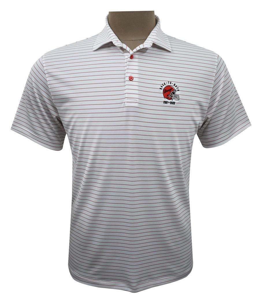 HORN LEGEND GAMEDAY - UNIVERSITY OF GEORGIA - BACK-TO-BACK - POLO WHITE/RED / S DAWGS BACK-TO-BACK ACCENT BUTTON STRIPE POLO