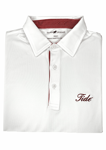 HORN LEGEND KNITS WHITE / S TIDE SOLID GINGHAM TRIM POLO