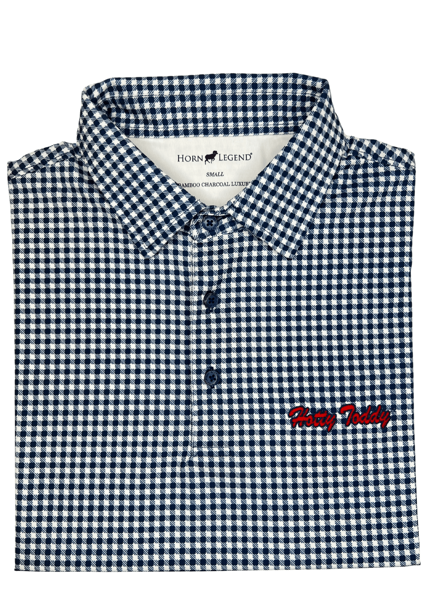 HORN LEGEND NAVY/WHITE / S HOTTY TODDY PLAID POLO