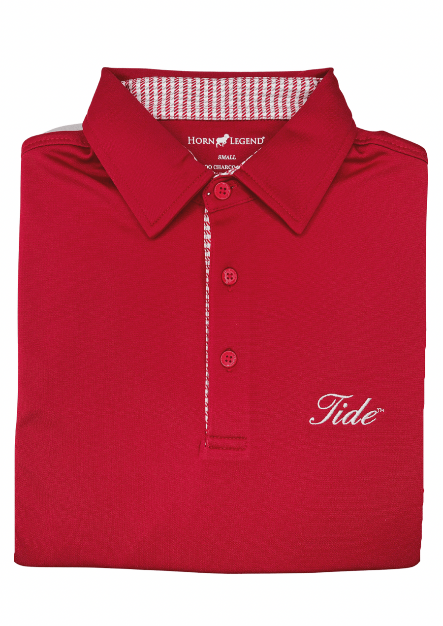 HORN LEGEND POLOS CRIMSON / M TIDE SOLID HOUNDSTOOTH TRIM POLO