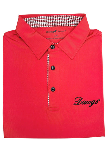 HORN LEGEND POLOS RED / S DAWGS HOUNDSTOOTH TRIM POLO