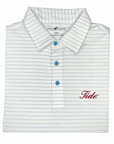 HORN LEGEND POLOS WHITE/ICE BLUE / S TIDE STRIPE ACCENT BUTTON POLO