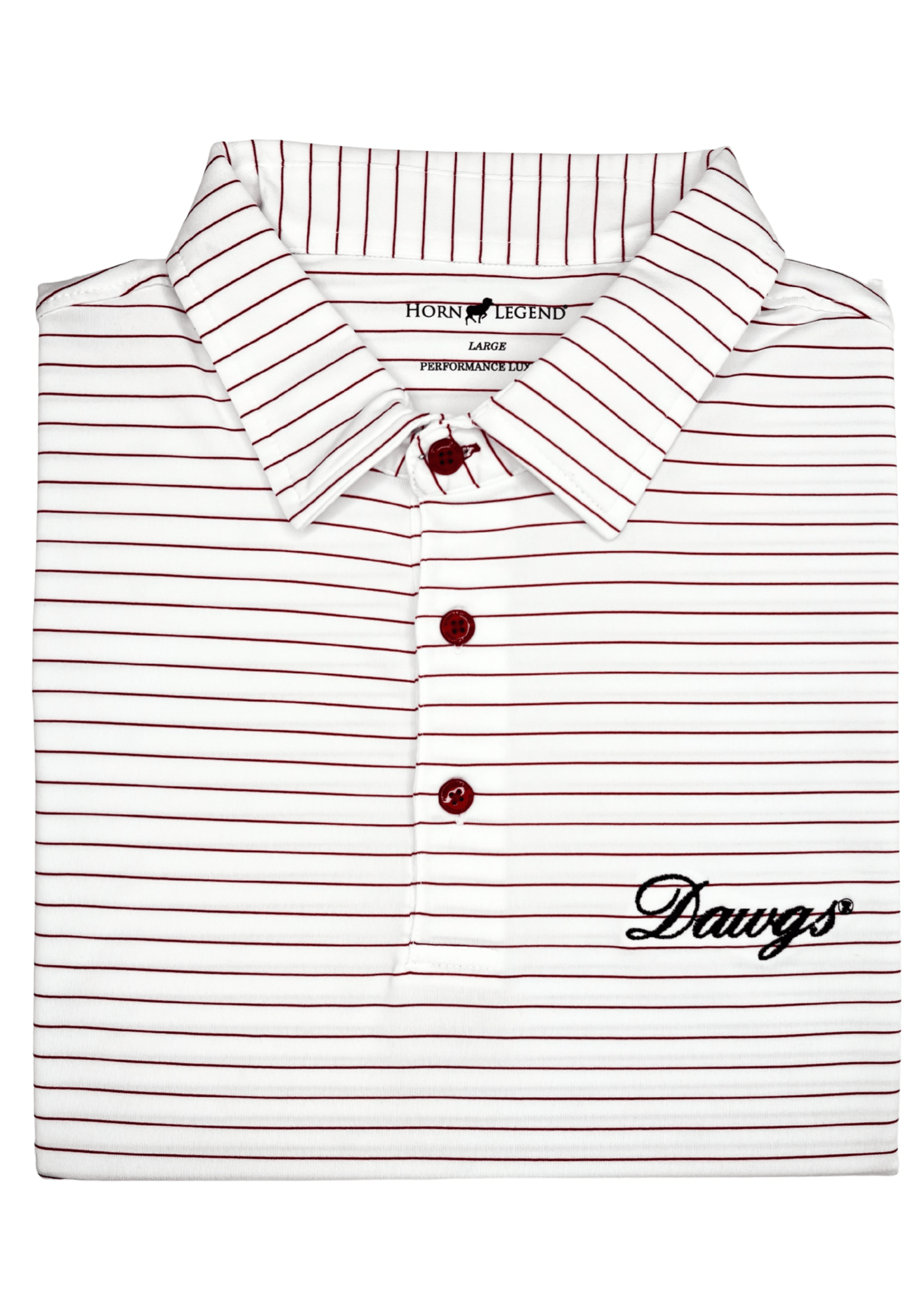 HORN LEGEND POLOS WHITE/RED / S DAWGS STRIPE ACCENT BUTTON POLO