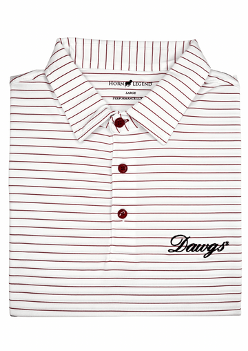 HORN LEGEND POLOS WHITE/RED / S DAWGS STRIPE ACCENT BUTTON POLO