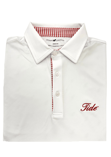 HORN LEGEND POLOS WHITE / XL TIDE SOLID HOUNDSTOOTH TRIM POLO