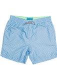 MICHAEL'S SHORTS - SWIM WEAR SKY/ORANGE / M MENS FANS PRINT WITH CYCLIST  LINER SWIM TRUNKS