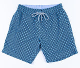 MICHEAL'S SWIMWEAR SHORTS - SWIM WEAR BLUE / M MENS DIAMOND PRINT CYCLIST SWIM TRUNKS