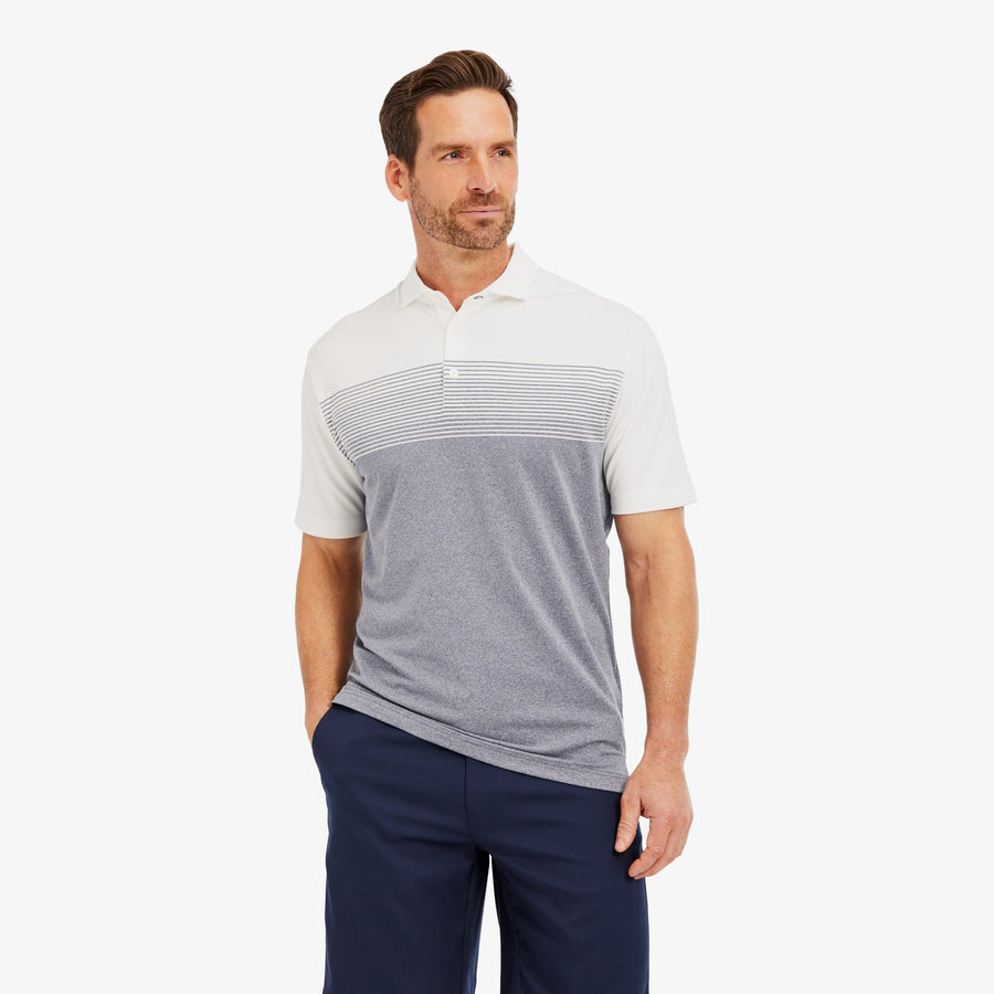 MIZZEN MAIN KNIT SHIRTS NAVY WHITE STRIPE / L-TRIM PHIL MICKELSON GOLF POLO