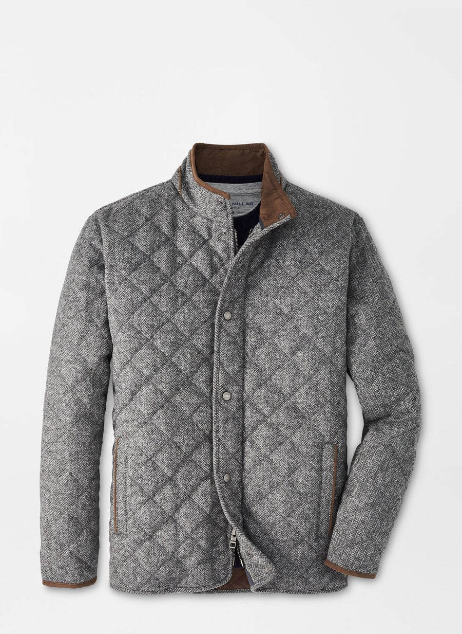 PETER MILLAR OUTERWEAR - COAT GALE GREY / M SUFFOLK QUILTED WOOL TRAVEL COAT