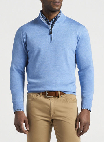 PETER MILLAR SWEATERS CBLU / 2XL SOFT MERINO SILK QUARTER ZIP