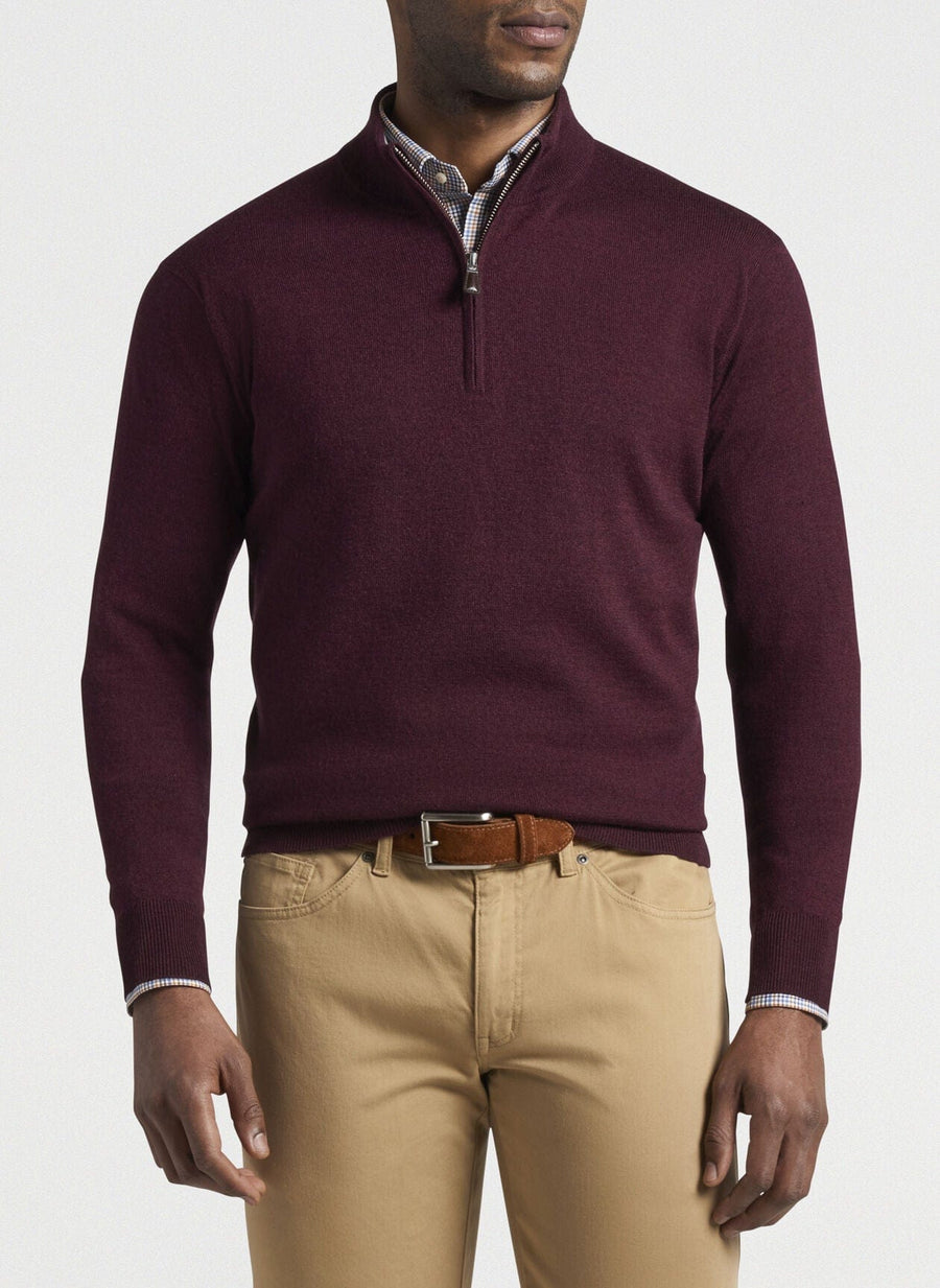 PETER MILLAR SWEATERS CINNAMON / XL SOFT MERINO SILK QUARTER ZIP