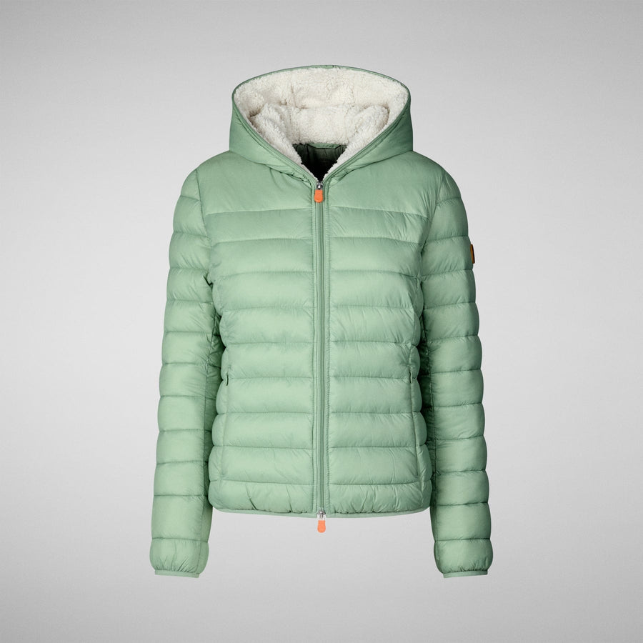 SAVE THE DUCK WOMENS - OUTERWEAR - JACKET GWEN FAUX FUR LINED HOODED PUFFER JACKET