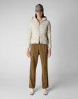 SAVE THE DUCK WOMENS - OUTERWEAR - JACKET RAINY BEIGE / S GWEN FAUX FUR LINED HOODED PUFFER JACKET