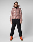SAVE THE DUCK WOMENS - OUTERWEAR - JACKET WITHERED ROSE / XS ISLA PUFFER JACKET WITH TALL STANDING COLLAR