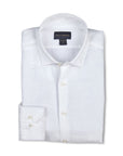 SCOTT BARBER SHIRTS - LS SPORT WHITE / M LINEN COTTON BARRE BUTTON DOWN