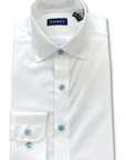 STANTT DRESS WHITE-BLUE BUTTON / 14.5 X 32/33 SLIM STANTT 2B-302-PERFORMANCE