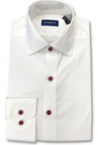 STANTT DRESS WHITE-RED BUTTON / 14.5 X 32/33 SLIM STANTT 2B-302-PERFORMANCE